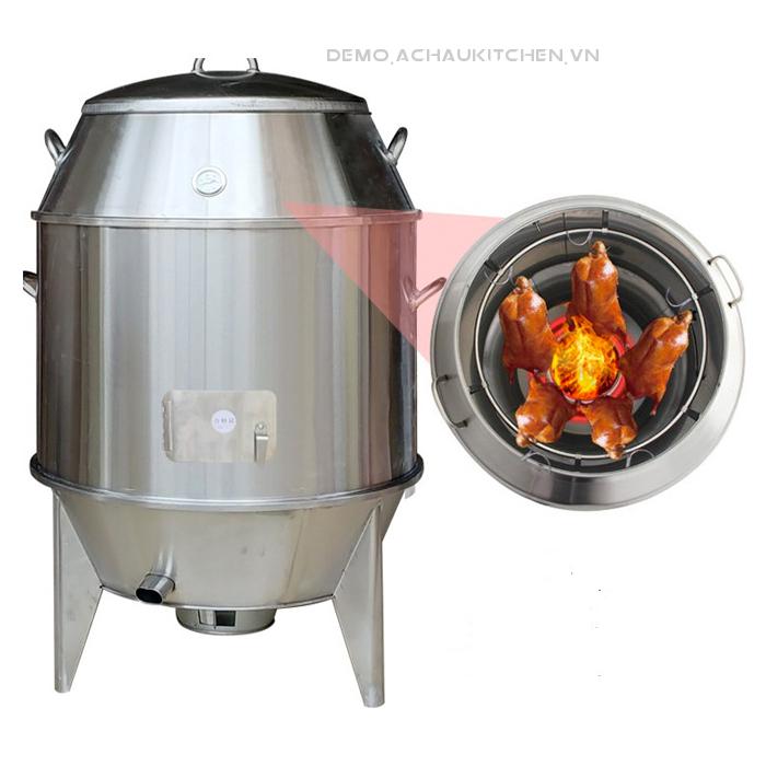 Lò quạy vịt dạng lu tròn có kính dùng than hoa (1)